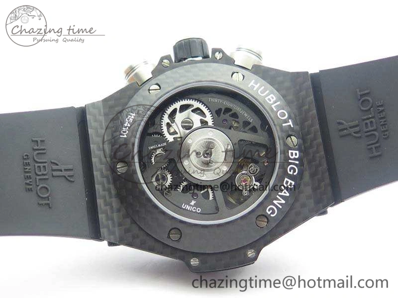 Big Bang Unico 45mm Carbon 3AF Best Edition Gray Dial Crystal Bezel On Rubber Strap A Stylish 6919