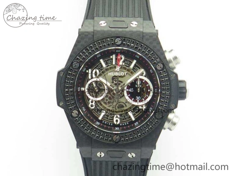 Big Bang Unico 45mm Carbon 3AF Best Edition Gray Dial Diamond Bezel On Rubber Strap A FastDry 6921