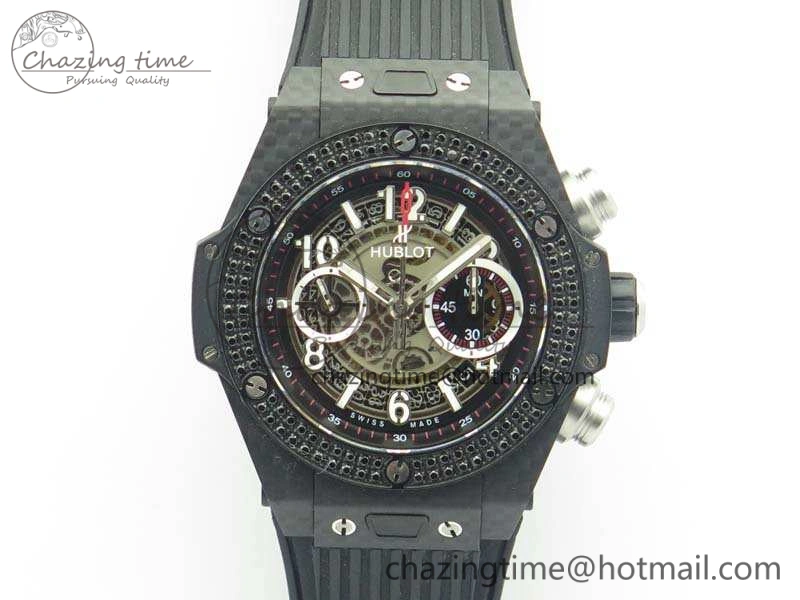 Big Bang Unico 45mm Carbon 3AF Best Edition Gray Dial Diamond Bezel On Rubber Strap A FastDry 6921