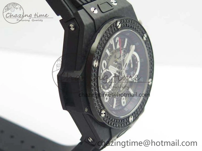 Big Bang Unico 45mm Carbon 3AF Best Edition Gray Dial Diamond Bezel On Rubber Strap A FastDry 6921