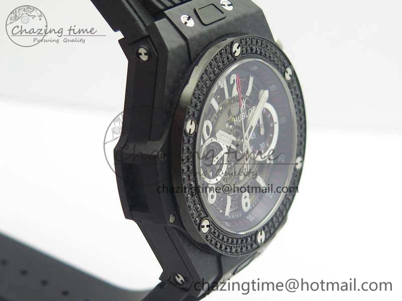 Big Bang Unico 45mm Carbon 3AF Best Edition Gray Dial Diamond Bezel On Rubber Strap A FastDry 6921