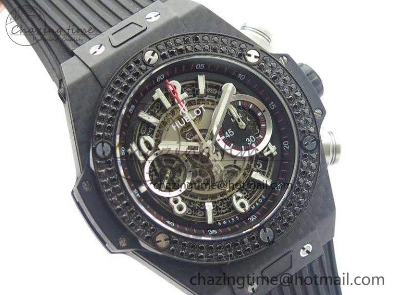 Big Bang Unico 45mm Carbon 3AF Best Edition Gray Dial Diamond Bezel On Rubber Strap A FastDry 6921
