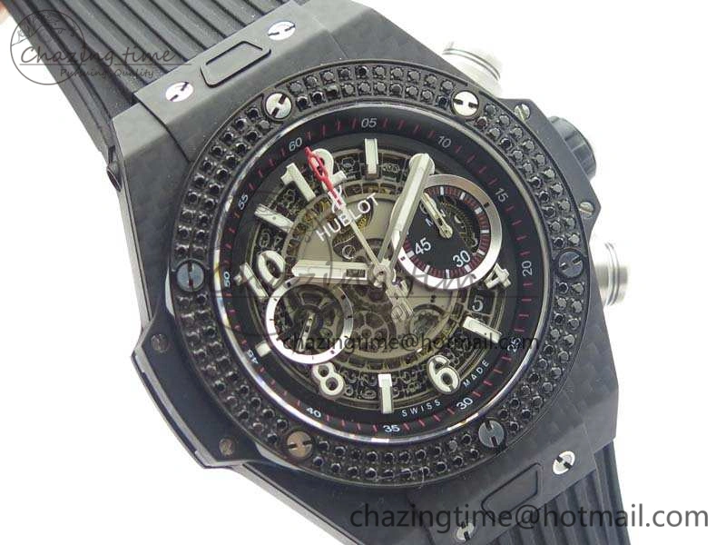 Big Bang Unico 45mm Carbon 3AF Best Edition Gray Dial Diamond Bezel On Rubber Strap A FastDry 6921