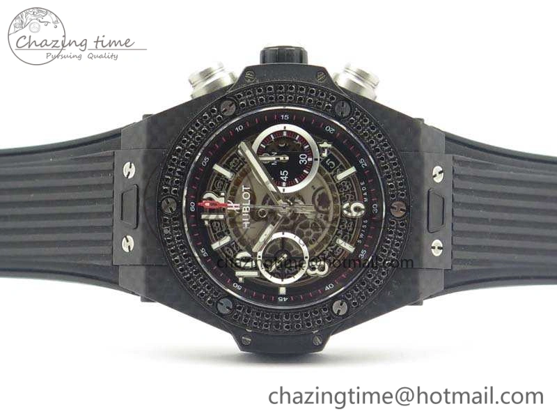 Big Bang Unico 45mm Carbon 3AF Best Edition Gray Dial Diamond Bezel On Rubber Strap A FastDry 6921
