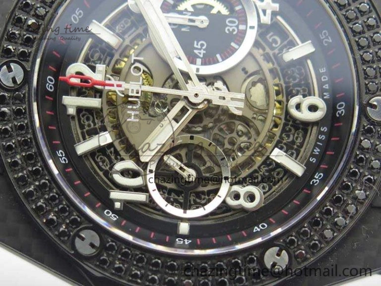 Big Bang Unico 45mm Carbon 3AF Best Edition Gray Dial Diamond Bezel On Rubber Strap A FastDry 6921
