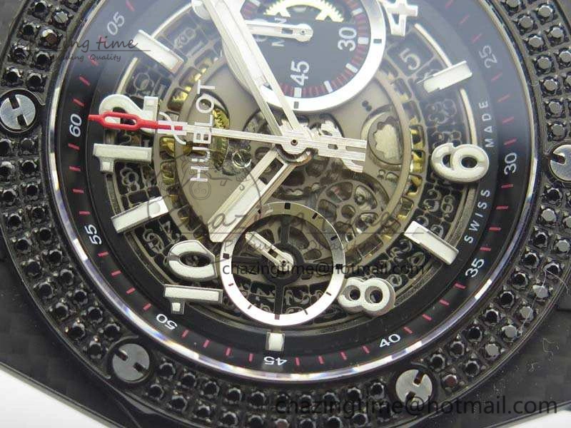 Big Bang Unico 45mm Carbon 3AF Best Edition Gray Dial Diamond Bezel On Rubber Strap A FastDry 6921