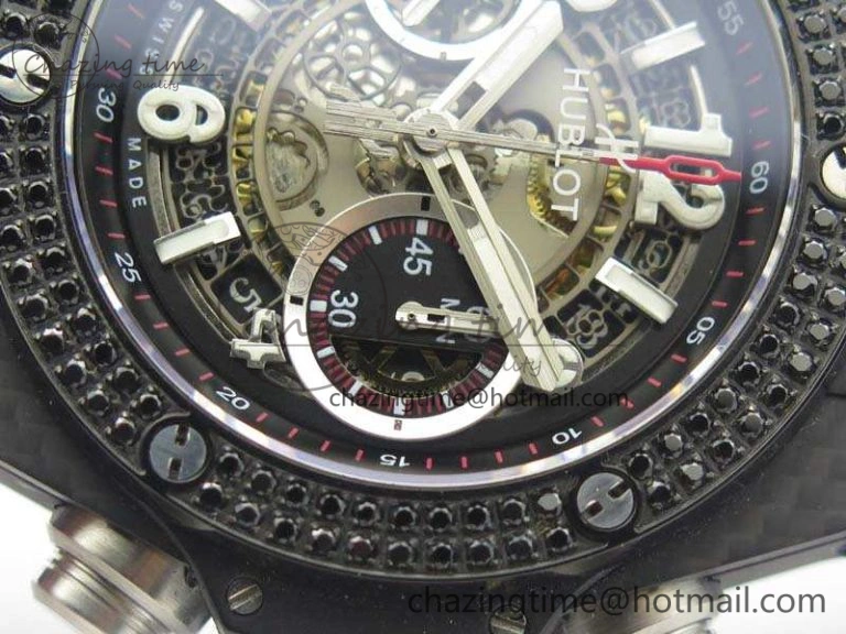 Big Bang Unico 45mm Carbon 3AF Best Edition Gray Dial Diamond Bezel On Rubber Strap A FastDry 6921