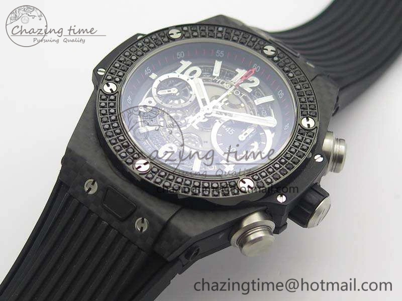 Big Bang Unico 45mm Carbon 3AF Best Edition Gray Dial Diamond Bezel On Rubber Strap A FastDry 6921