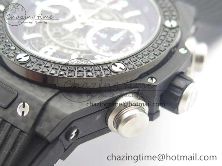 Big Bang Unico 45mm Carbon 3AF Best Edition Gray Dial Diamond Bezel On Rubber Strap A FastDry 6921