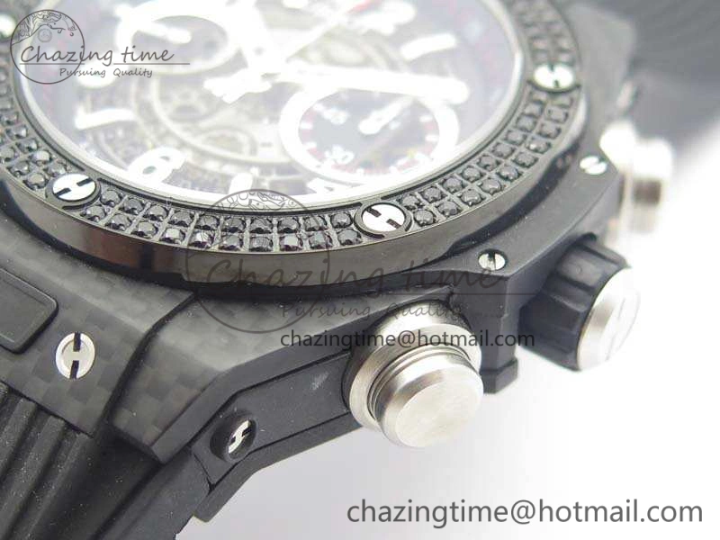 Big Bang Unico 45mm Carbon 3AF Best Edition Gray Dial Diamond Bezel On Rubber Strap A FastDry 6921