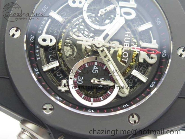 Big Bang Unico 45mm DLC 3AF Best Edition Black Dial Ceramic Bezel On Rubber Strap A DailyWear 6925
