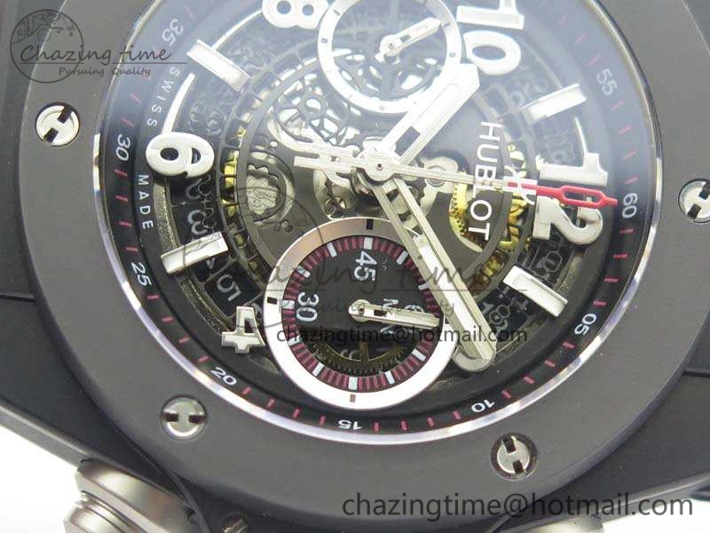 Big Bang Unico 45mm DLC 3AF Best Edition Black Dial Ceramic Bezel On Rubber Strap A DailyWear 6925