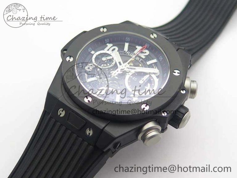 Big Bang Unico 45mm DLC 3AF Best Edition Black Dial Ceramic Bezel On Rubber Strap A DailyWear 6925