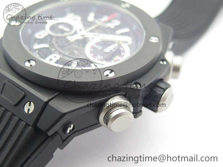 Big Bang Unico 45mm DLC 3AF Best Edition Black Dial Ceramic Bezel On Rubber Strap A DailyWear 6925