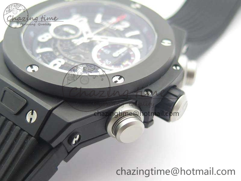 Big Bang Unico 45mm DLC 3AF Best Edition Black Dial Ceramic Bezel On Rubber Strap A DailyWear 6925