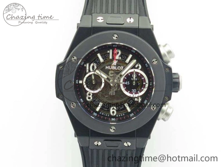 Big Bang Unico 45mm DLC 3AF Best Edition Black Dial Ceramic Bezel On Rubber Strap A DailyWear 6925