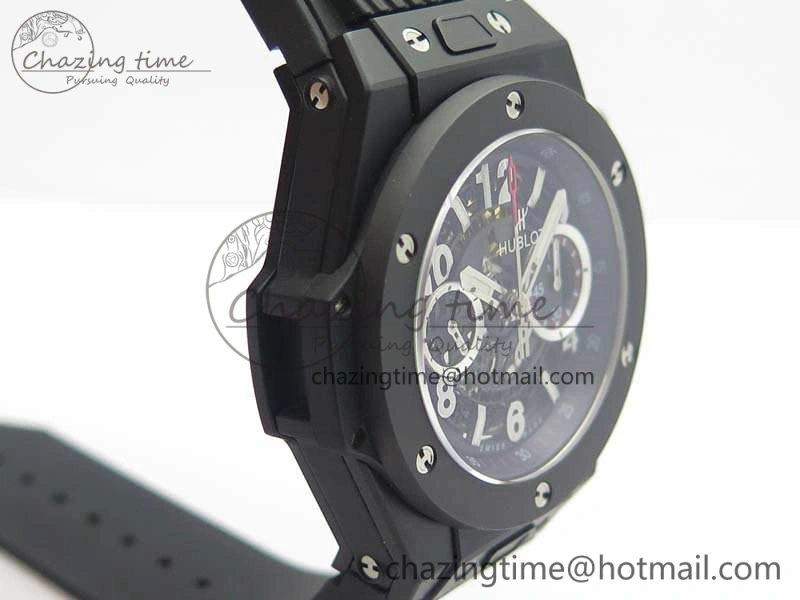 Big Bang Unico 45mm DLC 3AF Best Edition Black Dial Ceramic Bezel On Rubber Strap A DailyWear 6925