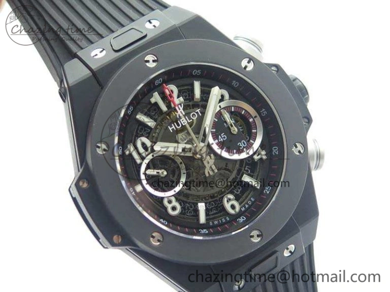 Big Bang Unico 45mm DLC 3AF Best Edition Black Dial Ceramic Bezel On Rubber Strap A DailyWear 6925