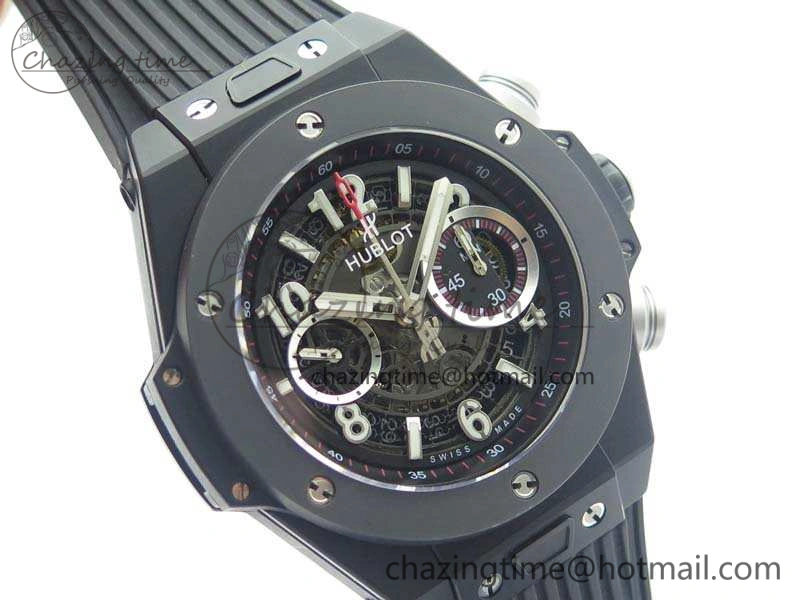 Big Bang Unico 45mm DLC 3AF Best Edition Black Dial Ceramic Bezel On Rubber Strap A DailyWear 6925