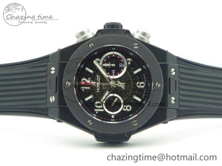 Big Bang Unico 45mm DLC 3AF Best Edition Black Dial Ceramic Bezel On Rubber Strap A DailyWear 6925