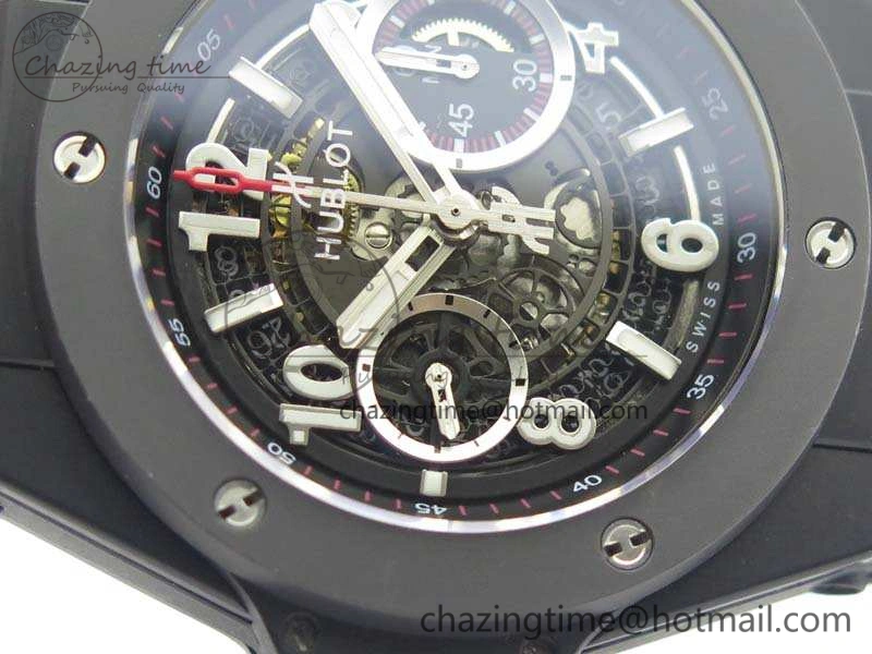 Big Bang Unico 45mm DLC 3AF Best Edition Black Dial Ceramic Bezel On Rubber Strap A DailyWear 6925