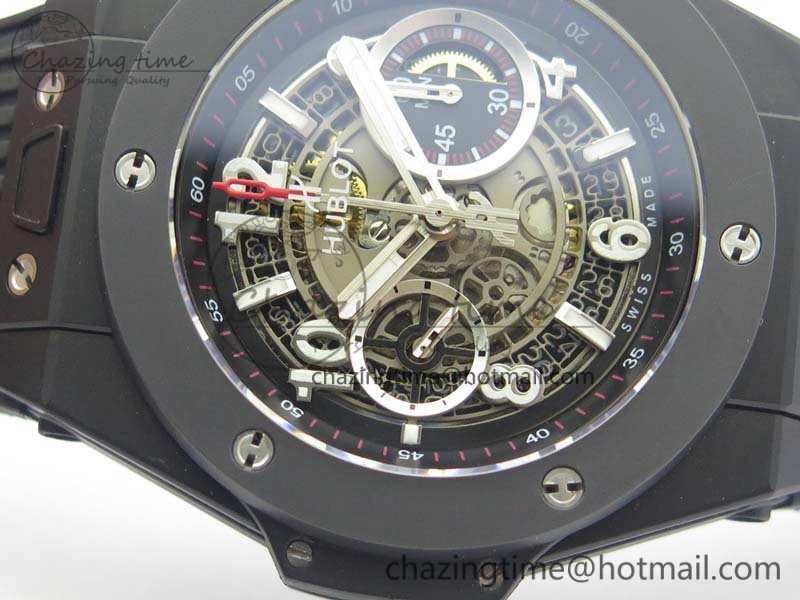 Big Bang Unico 45mm DLC 3AF Best Edition Gray Dial Ceramic Bezel On Rubber Strap Casual 6926