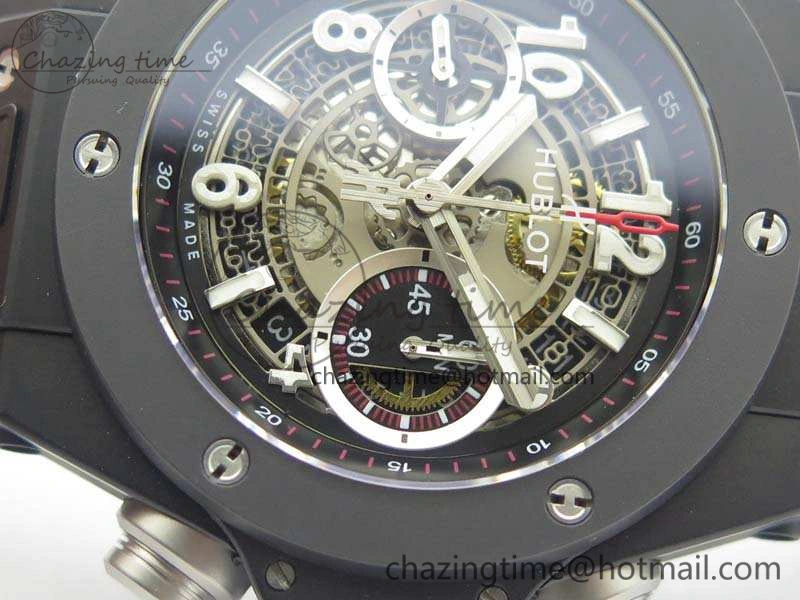 Big Bang Unico 45mm DLC 3AF Best Edition Gray Dial Ceramic Bezel On Rubber Strap Casual 6926