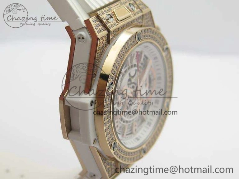 Breathable Big Bang Unico 45mm Diamond RG 3AF Best Edition White Dial On Rubber Strap A 6929