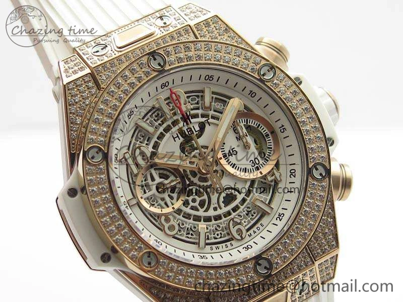 Breathable Big Bang Unico 45mm Diamond RG 3AF Best Edition White Dial On Rubber Strap A 6929