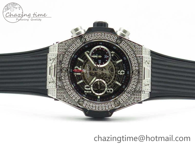 Big Bang Unico 45mm Diamond SS 3AF Best Edition Gray Dial On Rubber Strap A Unique 6936