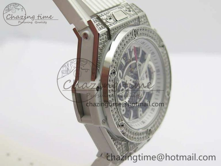 Big Bang Unico 45mm Diamond SS 3AF Best Edition White Dial On Rubber Strap A Snug 6932
