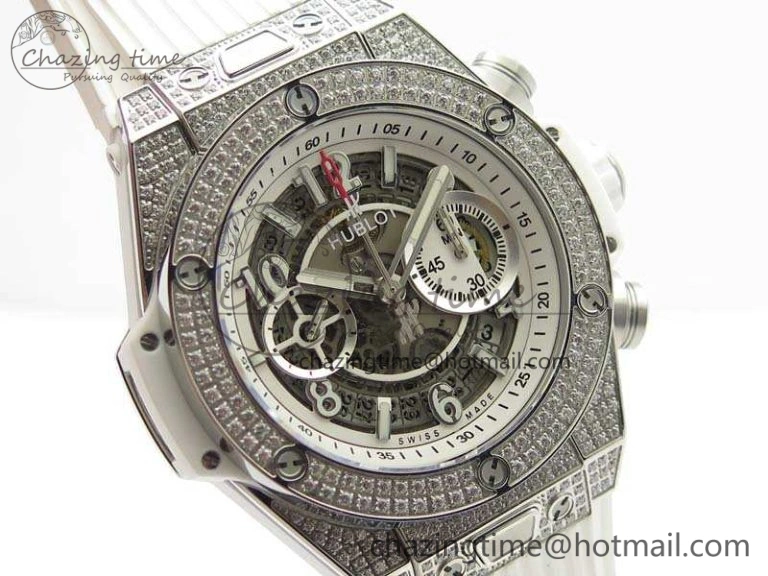Big Bang Unico 45mm Diamond SS 3AF Best Edition White Dial On Rubber Strap A Snug 6932