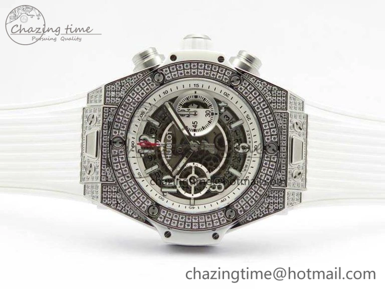 Big Bang Unico 45mm Diamond SS 3AF Best Edition White Dial On Rubber Strap A Snug 6932