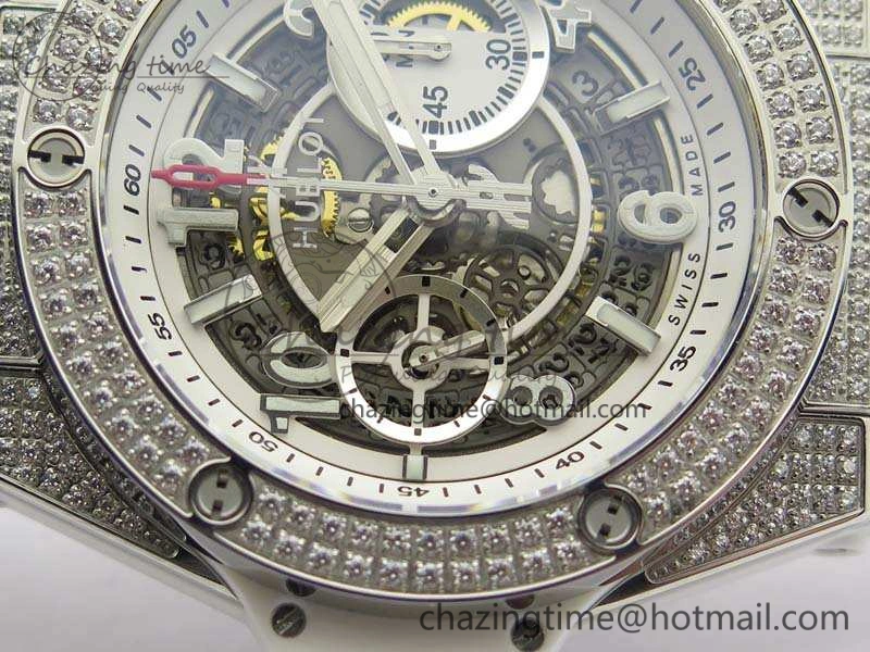 Big Bang Unico 45mm Diamond SS 3AF Best Edition White Dial On Rubber Strap A Snug 6932