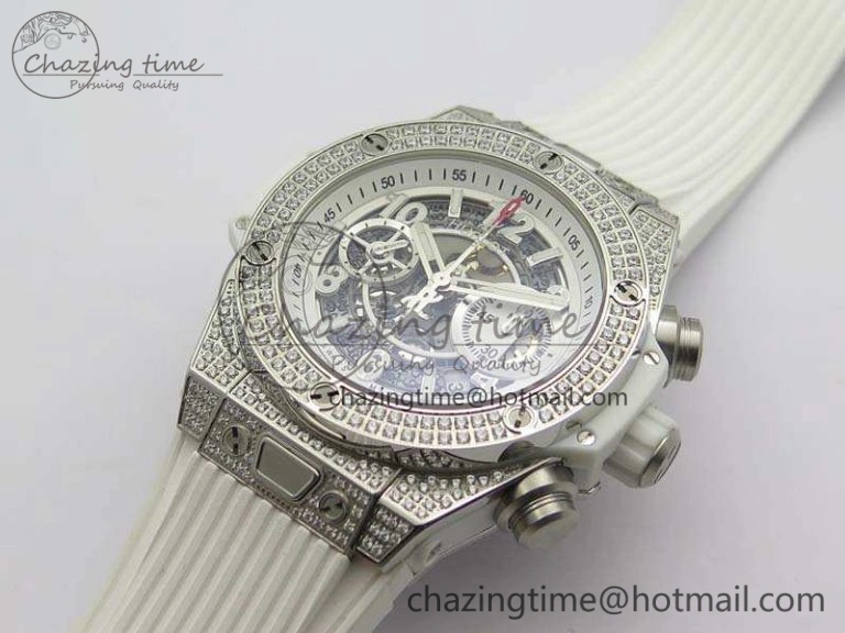 Big Bang Unico 45mm Diamond SS 3AF Best Edition White Dial On Rubber Strap A Snug 6932