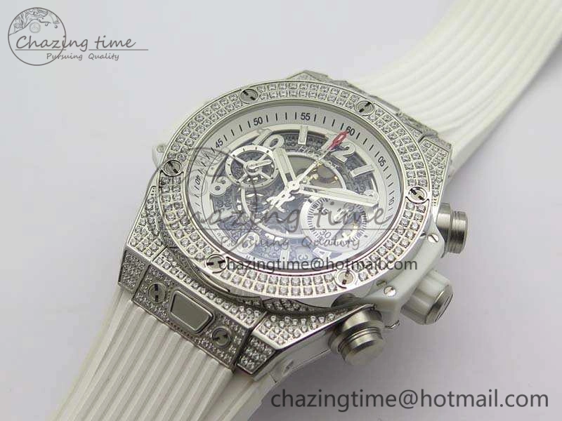 Big Bang Unico 45mm Diamond SS 3AF Best Edition White Dial On Rubber Strap A Snug 6932