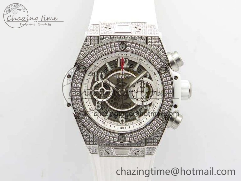 Big Bang Unico 45mm Diamond SS 3AF Best Edition White Dial On Rubber Strap A Snug 6932