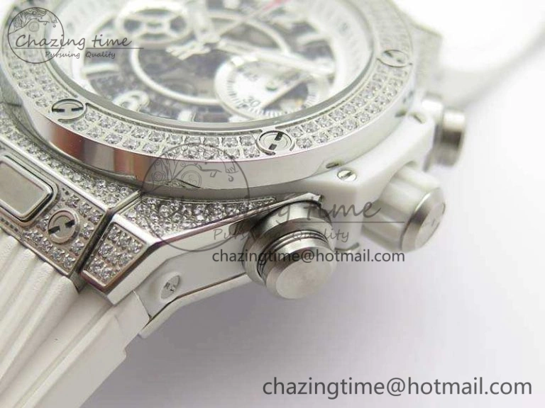 Big Bang Unico 45mm Diamond SS 3AF Best Edition White Dial On Rubber Strap A Snug 6932
