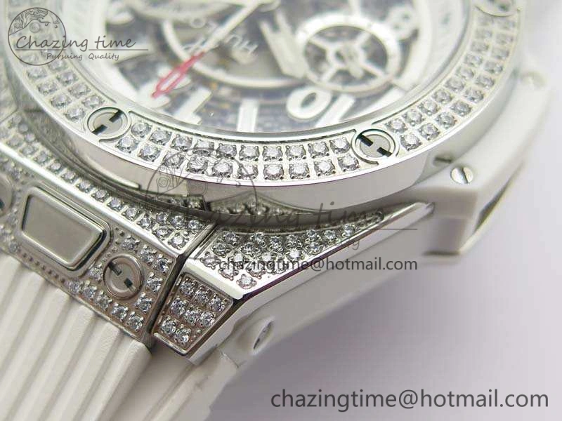 Big Bang Unico 45mm Diamond SS 3AF Best Edition White Dial On Rubber Strap A Snug 6932