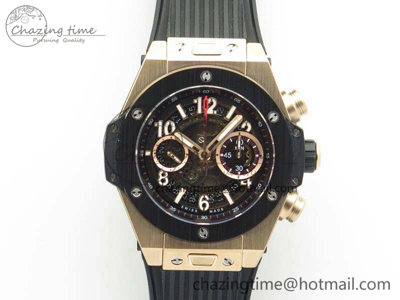 Big Bang Unico 45mm RG 3AF Best Edition Black Dial Ceramic Bezel On Rubber Strap A GoAnywhere 6928