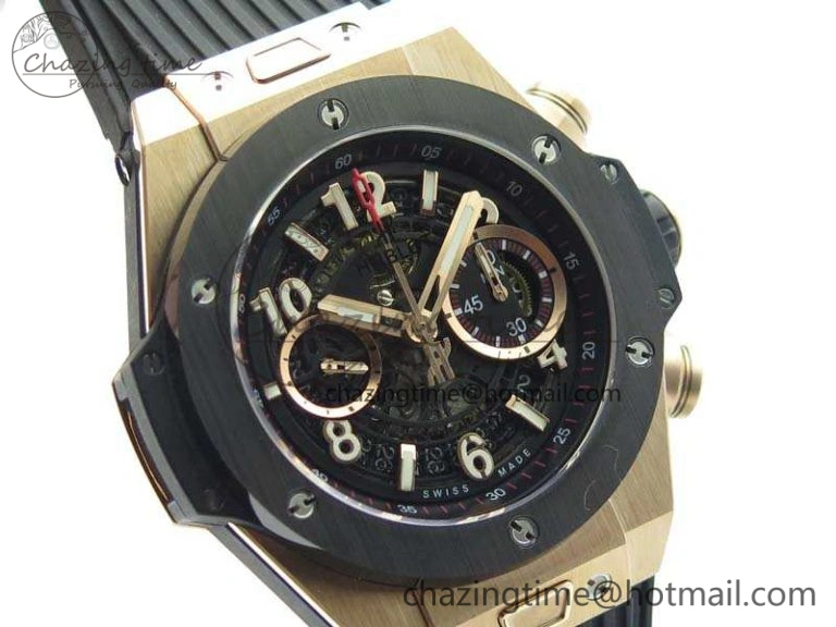 Big Bang Unico 45mm RG 3AF Best Edition Black Dial Ceramic Bezel On Rubber Strap A GoAnywhere 6928