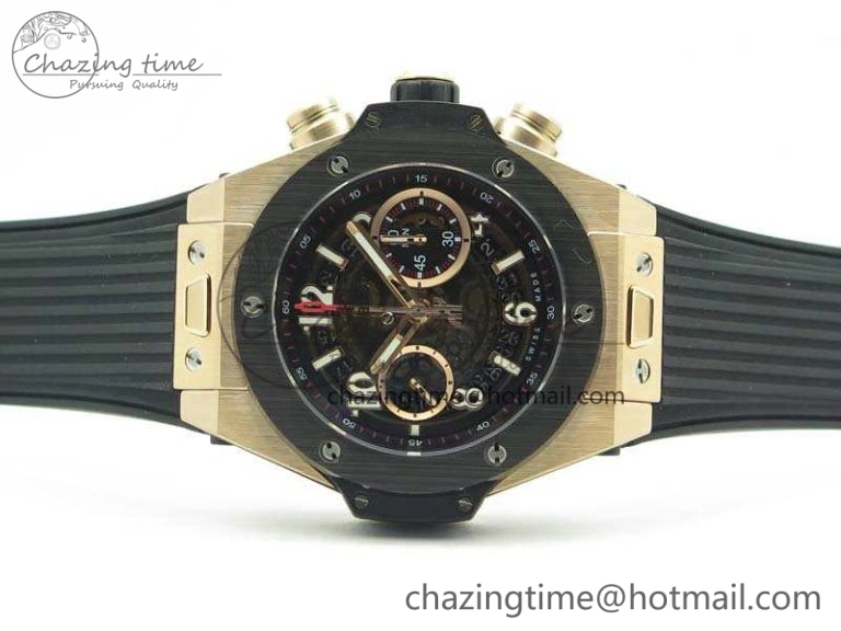 Big Bang Unico 45mm RG 3AF Best Edition Black Dial Ceramic Bezel On Rubber Strap A GoAnywhere 6928