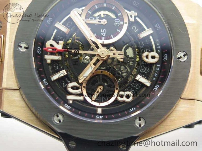 Big Bang Unico 45mm RG 3AF Best Edition Black Dial Ceramic Bezel On Rubber Strap A GoAnywhere 6928