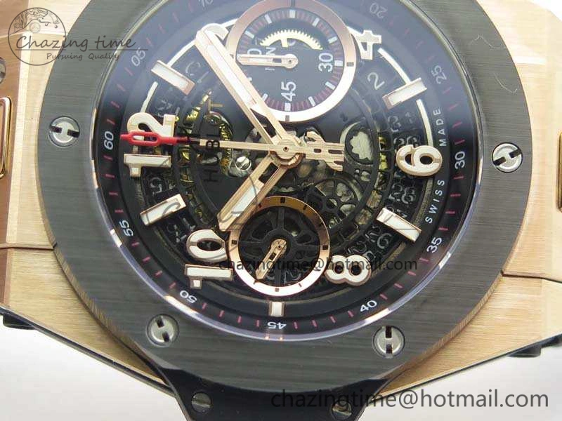 Big Bang Unico 45mm RG 3AF Best Edition Black Dial Ceramic Bezel On Rubber Strap A GoAnywhere 6928