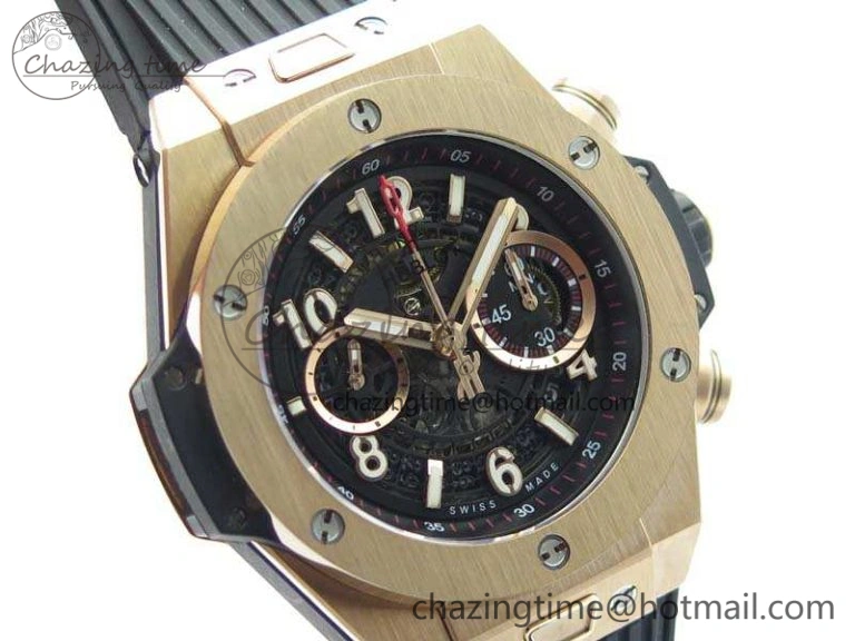 BestValue Big Bang Unico 45mm RG 3AF Best Edition Black Dial On Rubber Strap A 6931