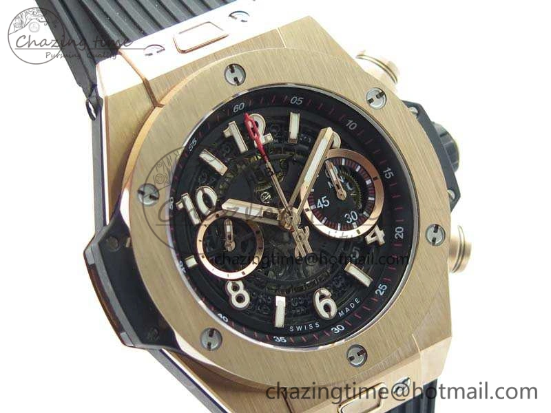 BestValue Big Bang Unico 45mm RG 3AF Best Edition Black Dial On Rubber Strap A 6931