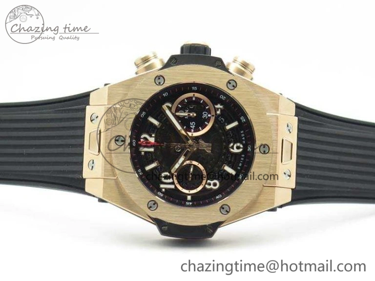 BestValue Big Bang Unico 45mm RG 3AF Best Edition Black Dial On Rubber Strap A 6931