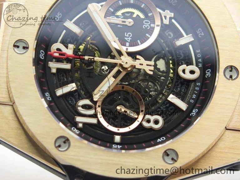 BestValue Big Bang Unico 45mm RG 3AF Best Edition Black Dial On Rubber Strap A 6931
