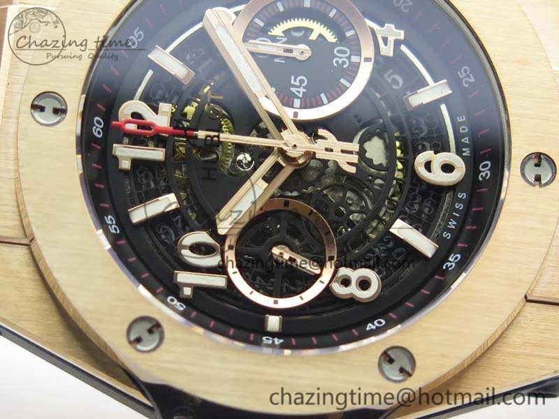 BestValue Big Bang Unico 45mm RG 3AF Best Edition Black Dial On Rubber Strap A 6931