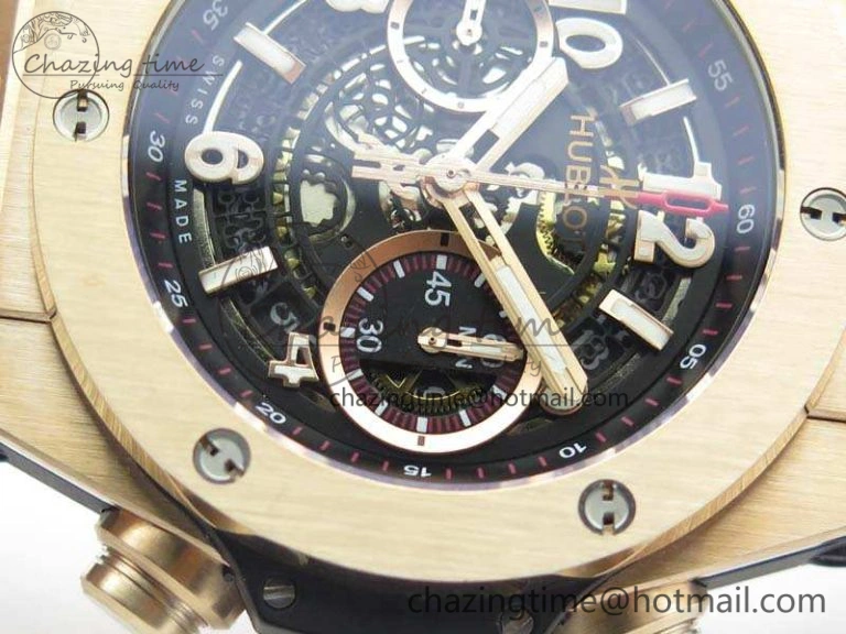 BestValue Big Bang Unico 45mm RG 3AF Best Edition Black Dial On Rubber Strap A 6931
